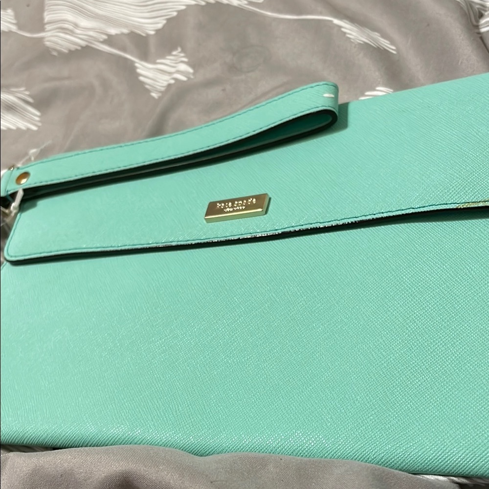 Kate Spade Teal Wristlet with Silver Accent